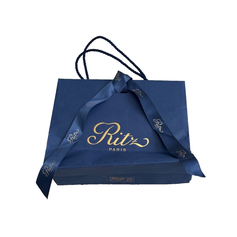 Ritz Paris Hotel Shopping/Gift Bag with Ribbon; Blue; Small/Medium
